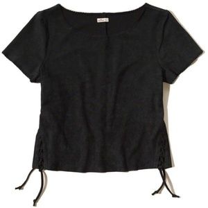 🌟Vegan Suede Lace-Up T-Shirt